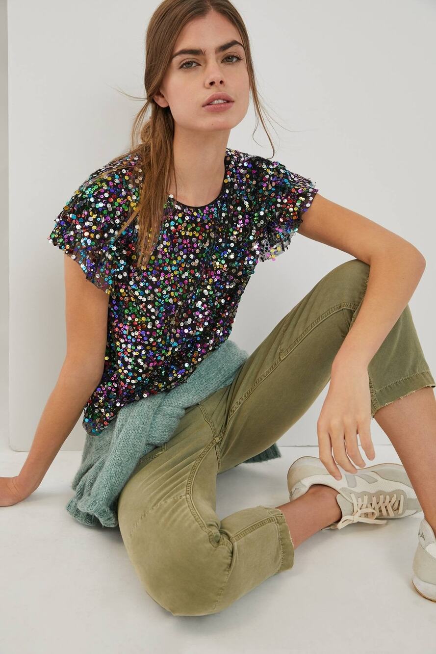 Anthropologie Pamela Sequined Blouse Black - S